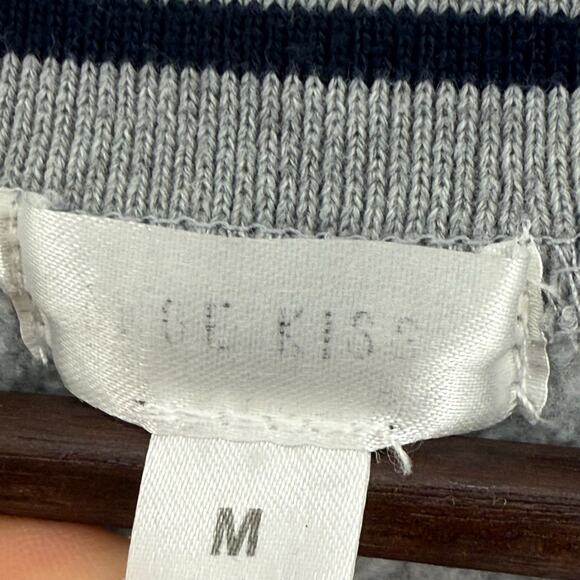 Brooklyn NY Cropped Sweatshirt Womens Med Gray Blue Embroidered Casual Fall Top - Picture 3 of 3